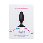 Lovense Hush 2 Vibrating Butt Plug, 1.75" Length, Product Box, Front View