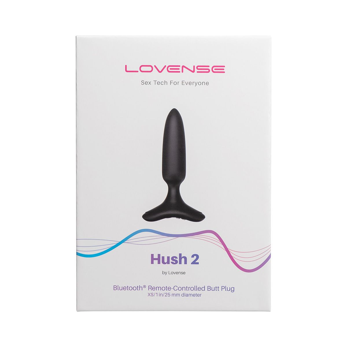 Lovense Hush 2 Vibrating Butt Plug, 1" Length, Product Box, Front view