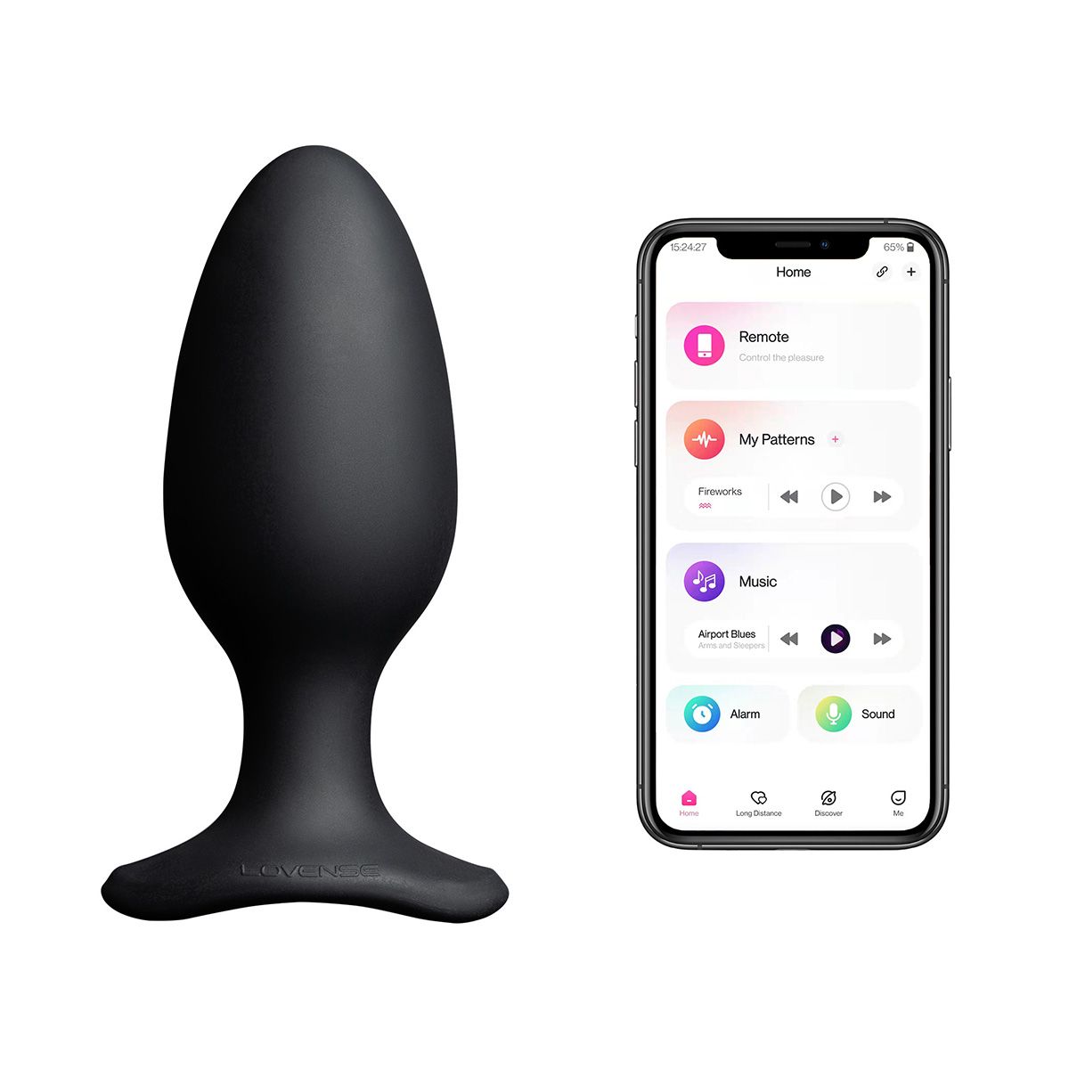 Lovense Hush 2 Vibrating Butt Plug, 2.25" Length, Showing App-Control
