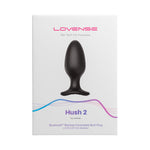 Lovense Hush 2 Vibrating Butt Plug, 2.25" Length, Product Box, Front View