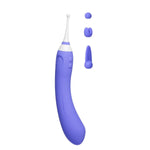 Lovense Hyphy Dual-End Vibrator showed with silicone head attachments on the side