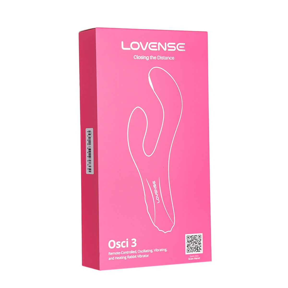 Lovense Osci 3 Oscillating & Heating Rabbit Vibrator, Product Box, Front Right Angle