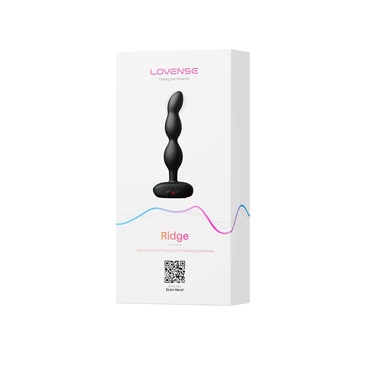 Lovense Ridge Rotating & Vibrating Anal Beads, Product Box, Front Left Angle