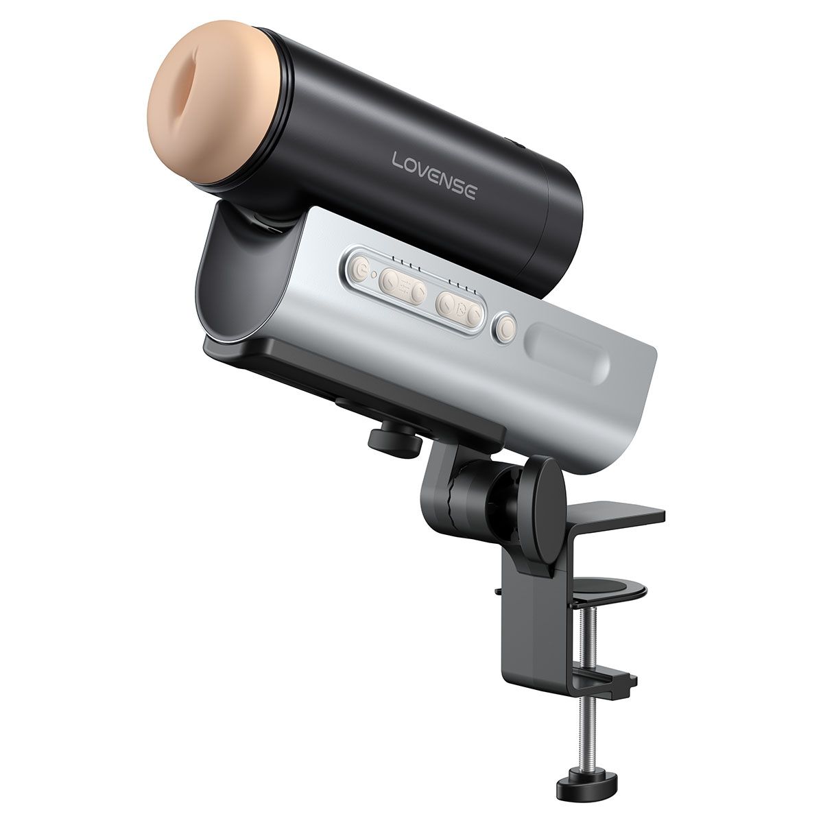 Lovense Solace Pro Automatic Male Stroker, Product on Mount and Adjusted Up