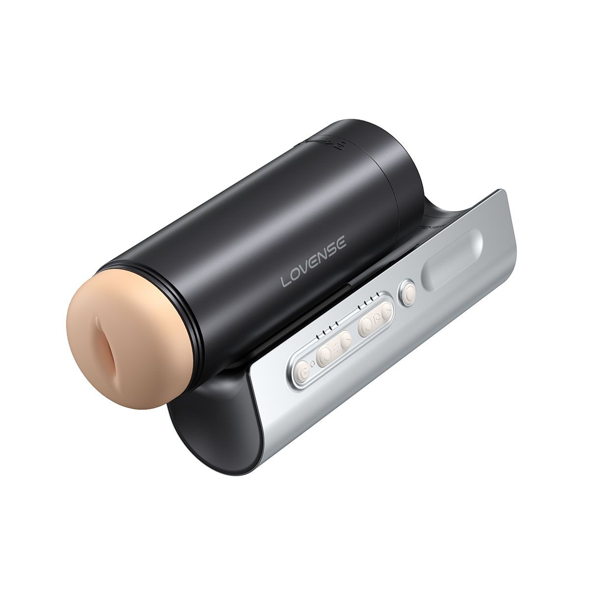 Lovense Solace Pro Automatic Male Stroker, Attached to Base, Product Image, Angled to the Bottom Left