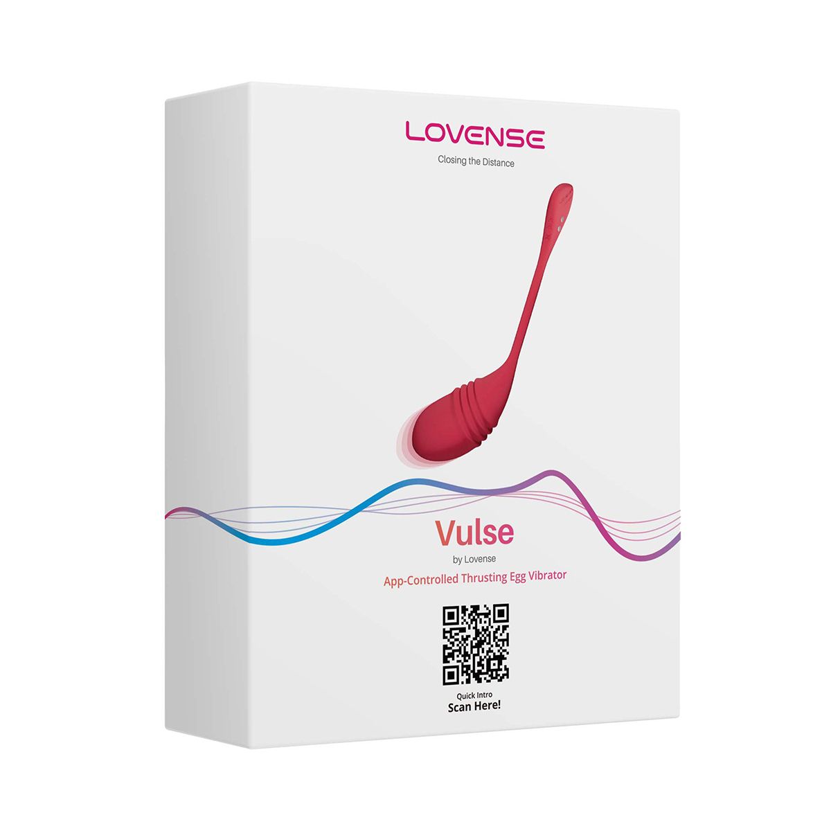 Lovense Vulse Thrusting Egg Vibrator, Product Box, Front Right Angle