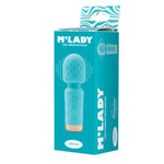 M'Lady Mini Vibrating Massage Wand, Teal, Product Box, Front Left Angle