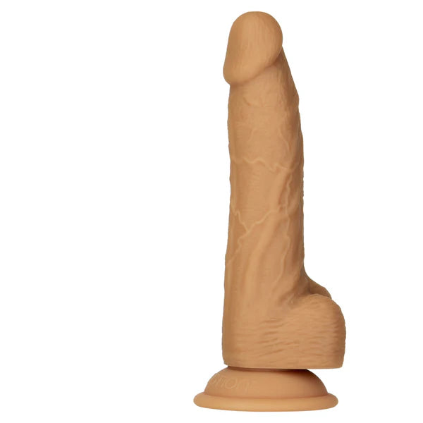 Naked Addiction 8-Inch Silicone Dildo, Caramel, Product Image, Side View