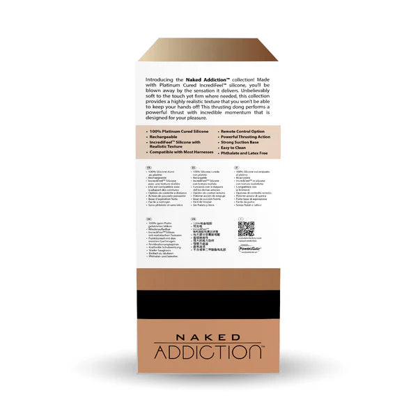 Naked Addiction 8-Inch Silicone Dildo, Caramel, Product Box, Back