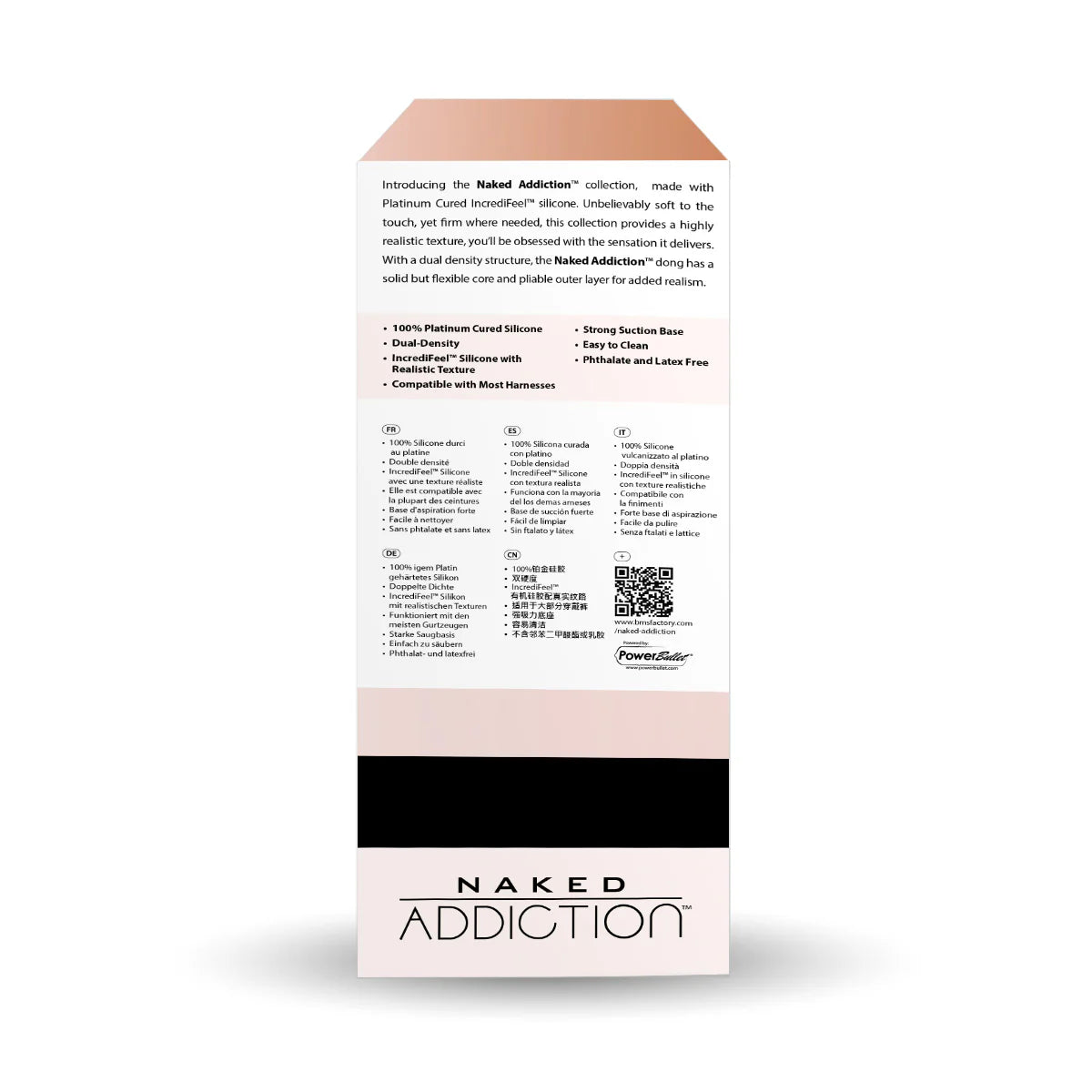 Naked Addiction 8-Inch Silicone Dildo, Vanilla, Product Box, Back