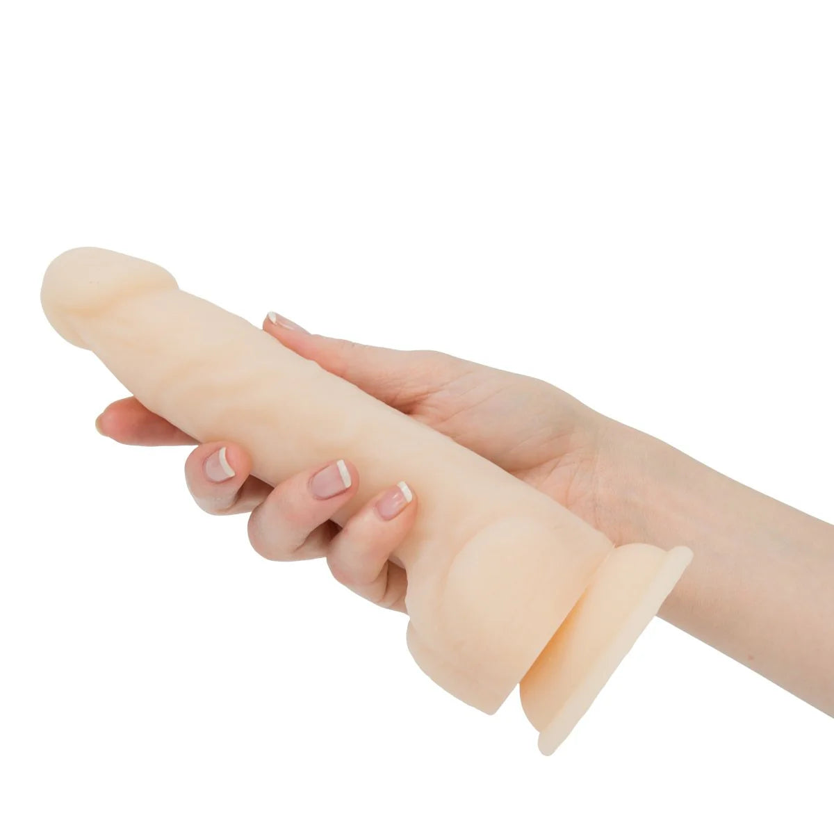 Naked Addiction 8-Inch Silicone Dildo, Vanilla, Dildo in Right Hand