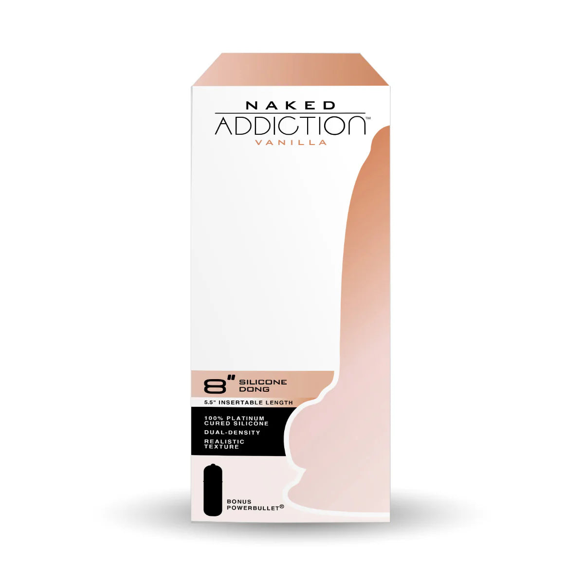 Naked Addiction 8-Inch Silicone Dildo, Vanilla, Product Box, Front