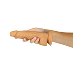Naked Addiction 8-Inch Vibrating & Rotating Dildo, Caramel, Dildo Sideways in Hand