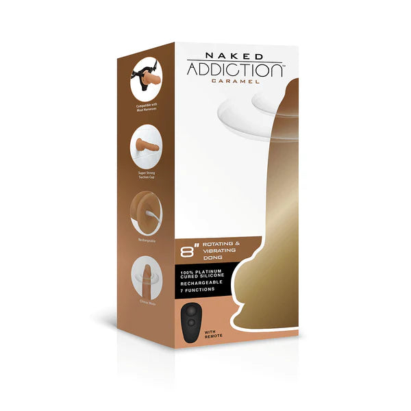 Naked Addiction 8-Inch Vibrating & Rotating Dildo