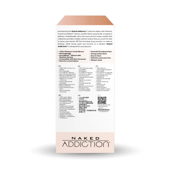 Naked Addiction 8.5-Inch Thrusting Dildo, Vanilla, Product Box, Back