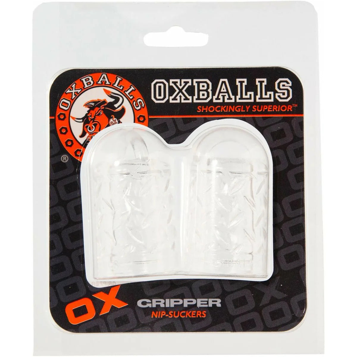 Oxballs Atomic Jock Gripper Nipple Suckers, Clear, Product Package, Front