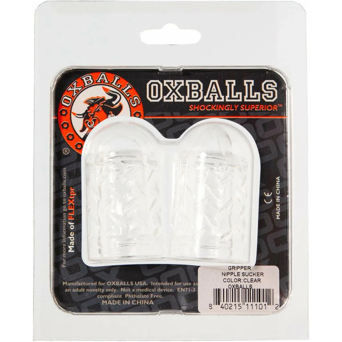 Oxballs Atomic Jock Gripper Nipple Suckers, Clear, Product Package, Back