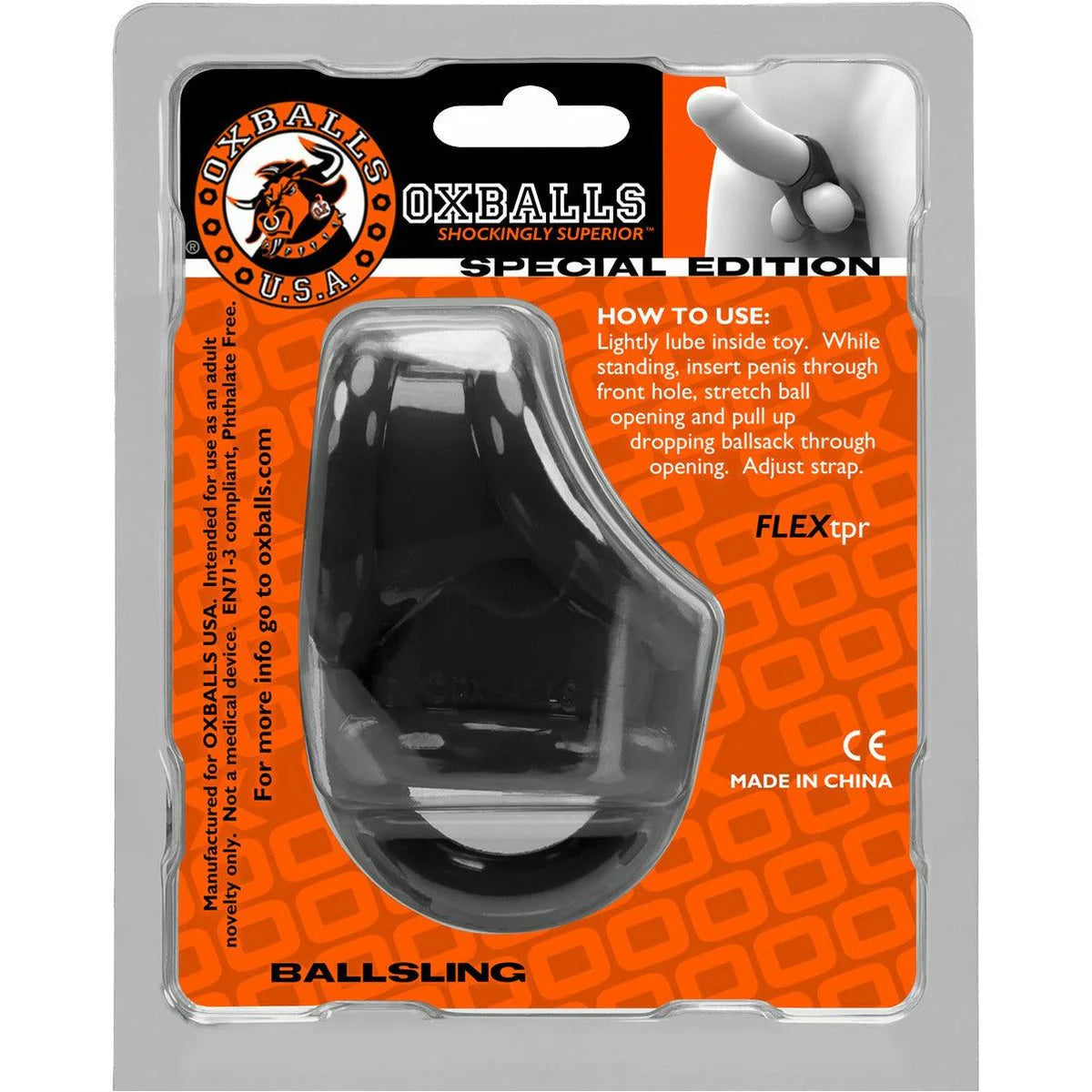 Oxballs Ballsling Ball Splitter, Black, Product Package, Back