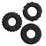 Oxballs Bonemaker 3-Pack Cock Rings, Black, Product Image, Front
