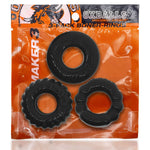 Oxballs Bonemaker 3-Pack Cock Rings, Black, Product Package, Front