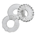 Oxballs Bonemaker 3-Pack Cock Rings, Clear, Product Image, Cock Rings Overlapped