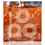 Oxballs Bonemaker 3-Pack Cock Rings, Clear, Product Package, Front