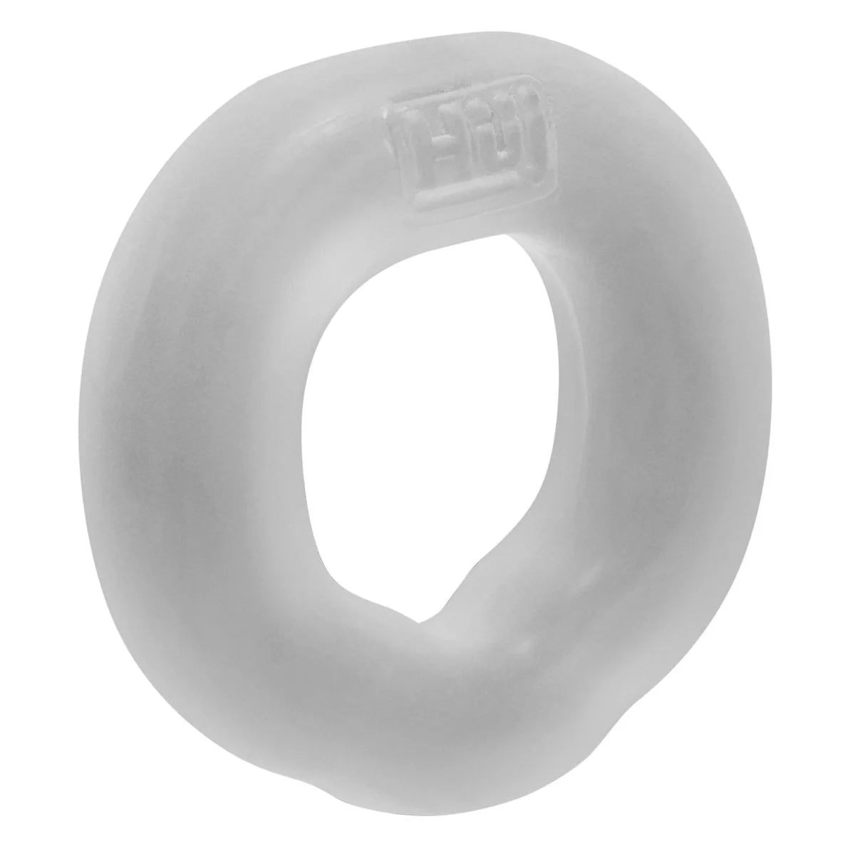 Oxballs Hunky Junk Fit Ultra-Stretch Silicone Cock Ring, Clear, Product Image, Front Right Angle
