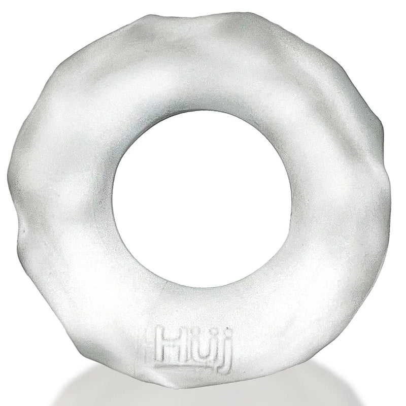 Oxballs Hunky Junk Fractal Tactile Cock Ring, Clear Ice, Product Image, Front