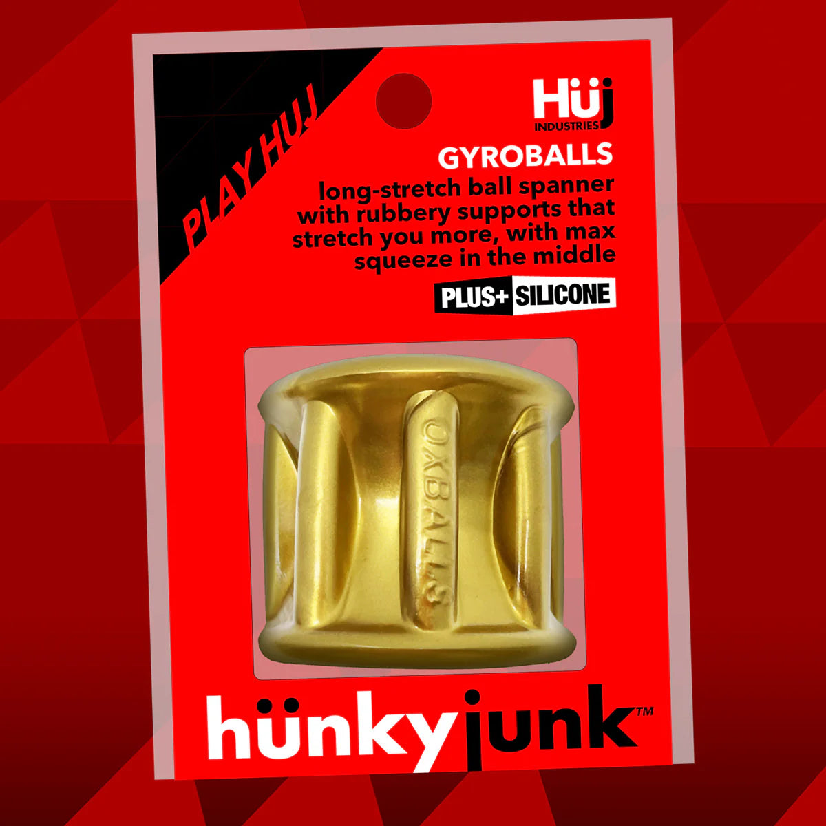 Oxballs Hunky Junk Gyroballs Ball Stretcher, Bronze, Product Package, Front