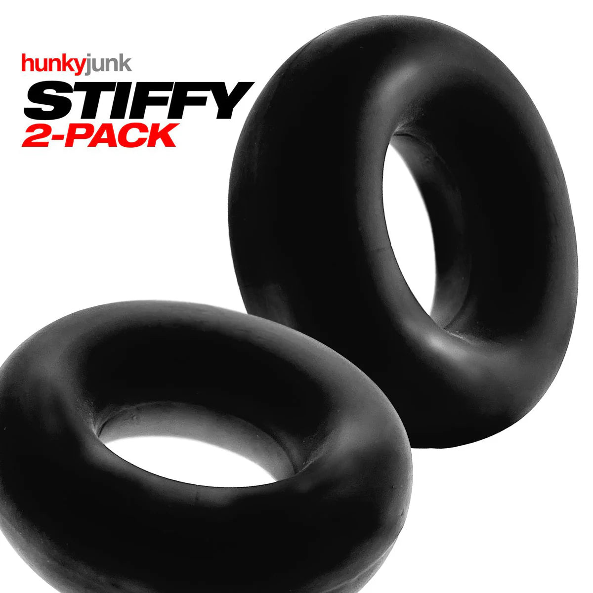 Oxballs Hunky Junk Stiffy 2-Pack Cock Rings, Black, Product Image, Cock Rings Apart