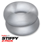 Oxballs Hunky Junk Stiffy 2-Pack Cock Rings, Clear, Product Image, Cock Rings Stacked