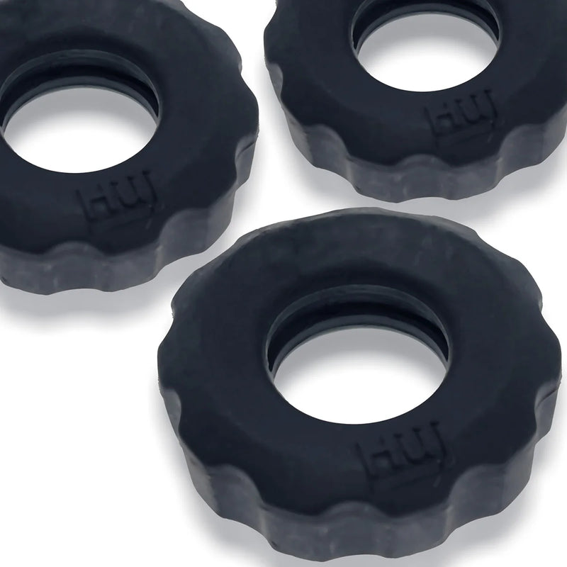 Oxballs Hunky Junk Super Huj Cock Rings, Black, Product Image, Cock Rings Flat