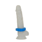 Oxballs Hunky Junk Super Huj Cock Rings, Blue, Cock Ring on Dildo