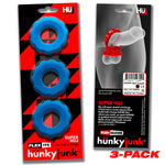 Oxballs Hunky Junk Super Huj Cock Rings, Blue, Product Package, Front & Back