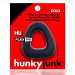Oxballs Hunky Junk Zoid Triangle Cock Ring, Black, Product Package, Front