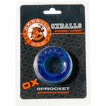 Oxballs Sprocket Super-Stretch Cock Ring, Blue, Product Package, Front