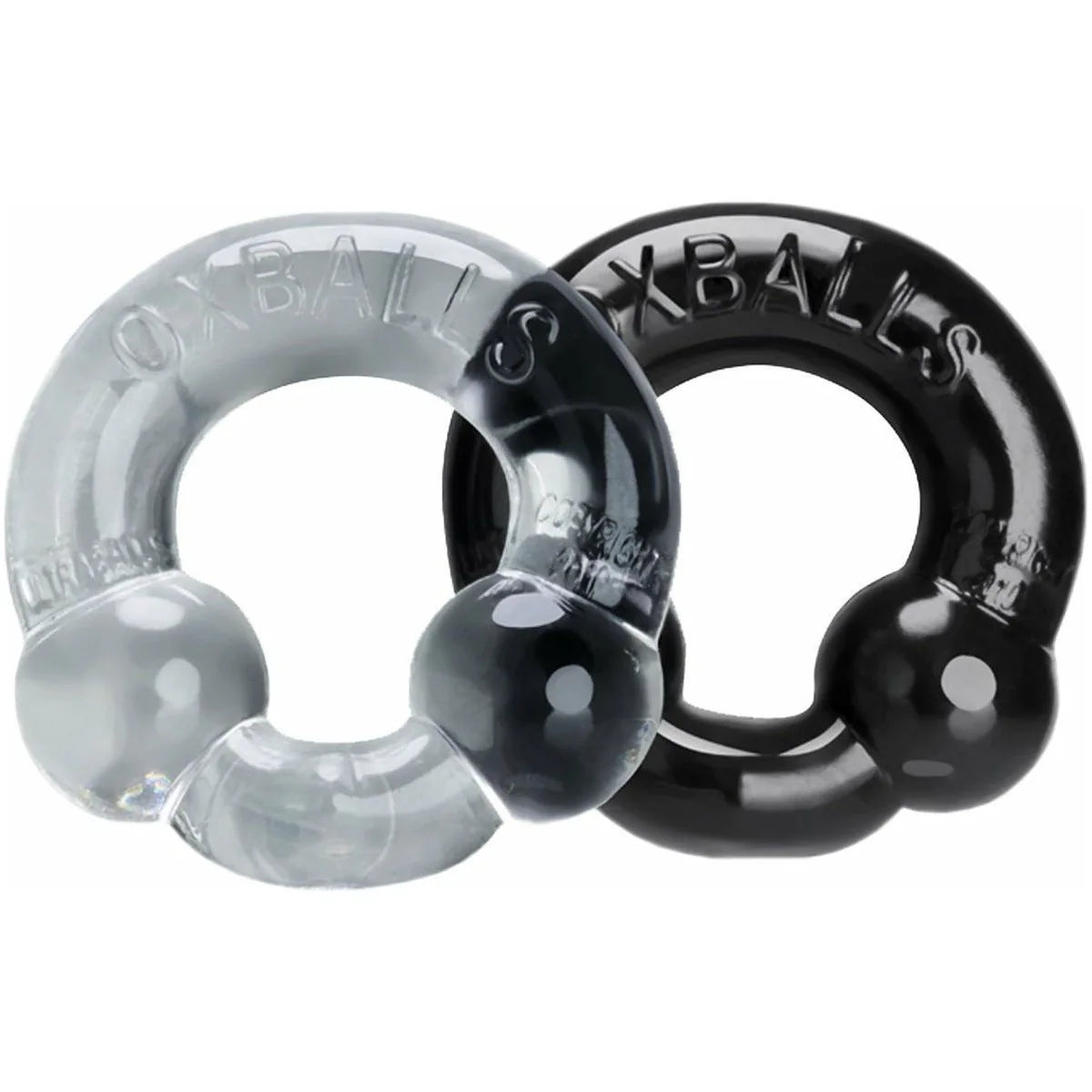 Oxballs Ultraballs 2-Piece Cock Rings, Clear & Black, Product Image, Front