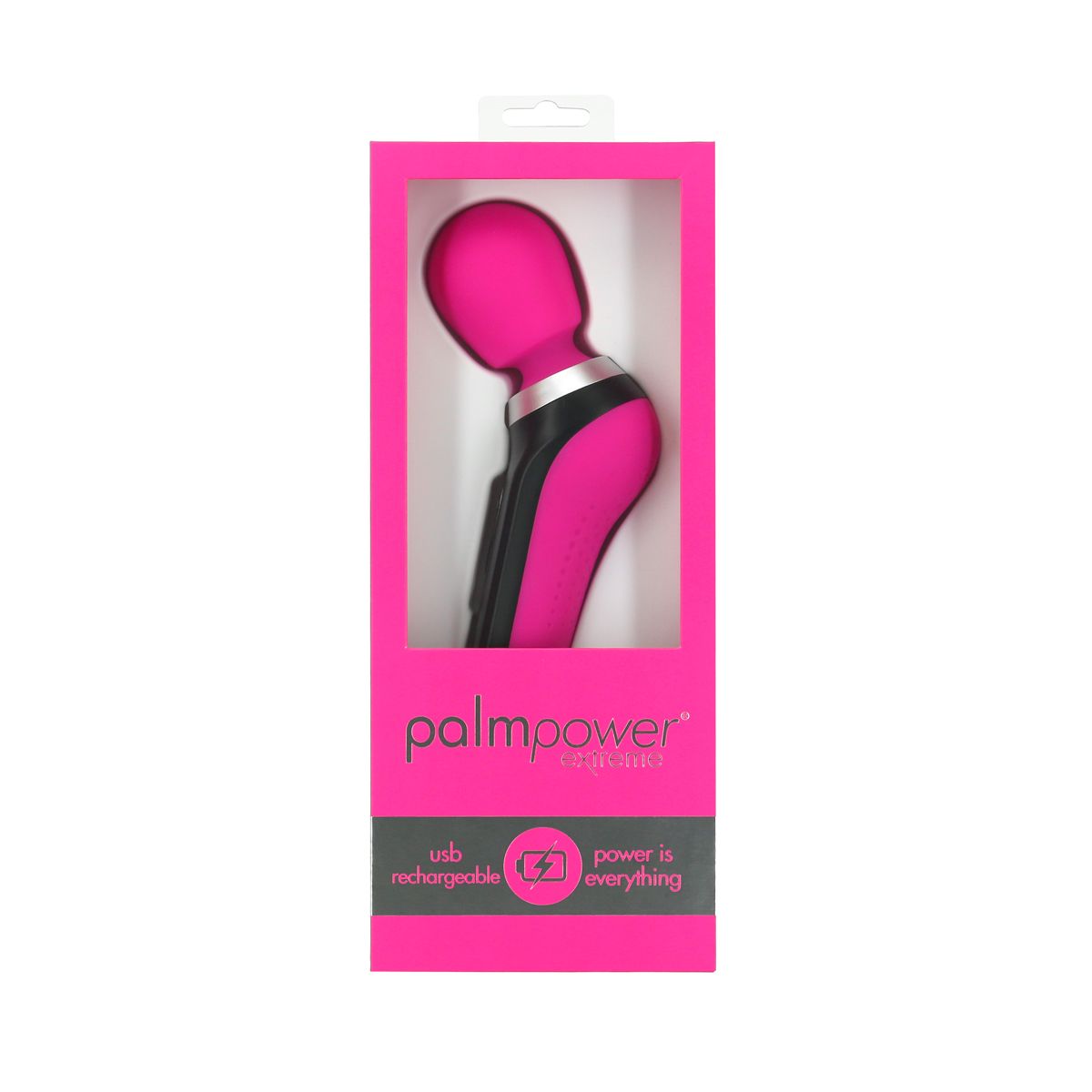 PalmPower Extreme Wand Vibrator, Pink, Product Box, Front