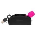 PalmPower Pocket Mini Wand Vibrator, Fuchsia, Product and Charger in Storage Case