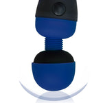 PalmPower Recharge Wand Vibrator, Blue, Bendable Neck Feature