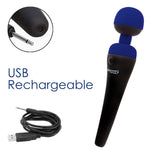 PalmPower Recharge Wand Vibrator, Blue, USB Rechargeable Feature