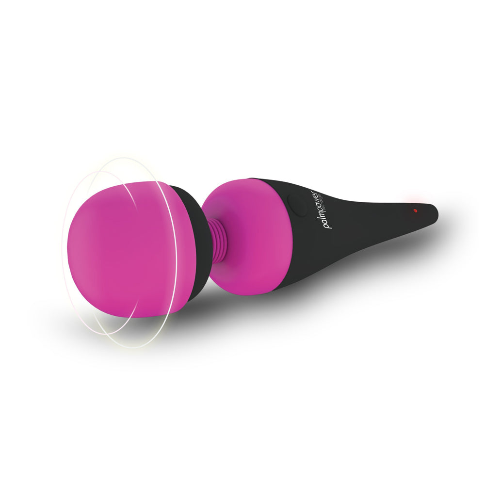PalmPower Recharge Wand Vibrator, Fuchsia, Vibrating Details