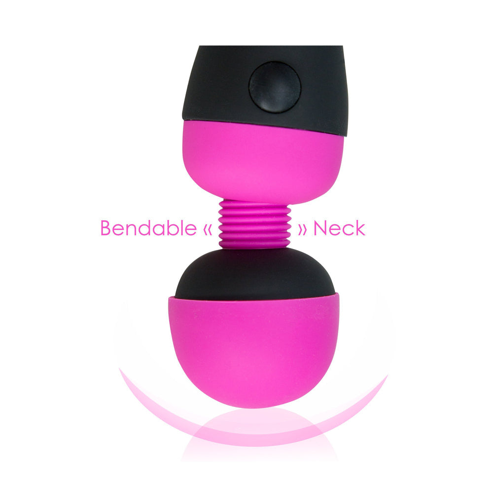 PalmPower Recharge Wand Vibrator, Fuchsia, Bendable Neck Feature