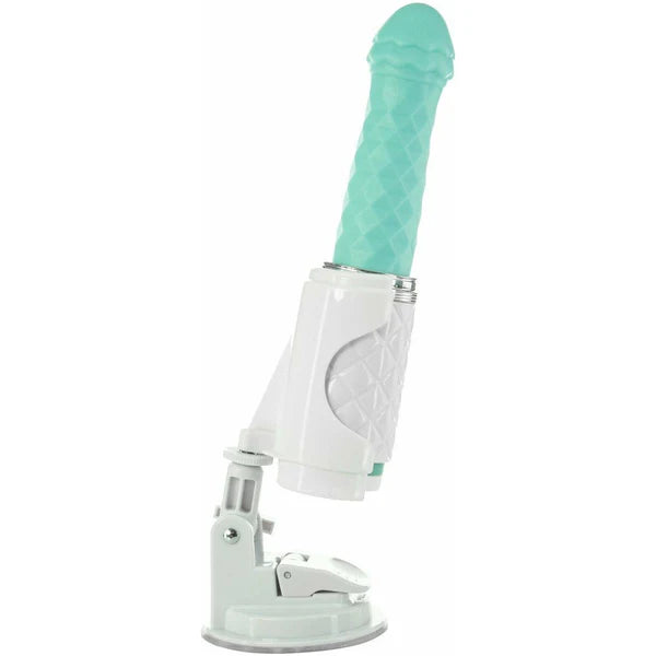 Pillow Talk Feisty Thrusting Vibrator, Teal, Product on Mount