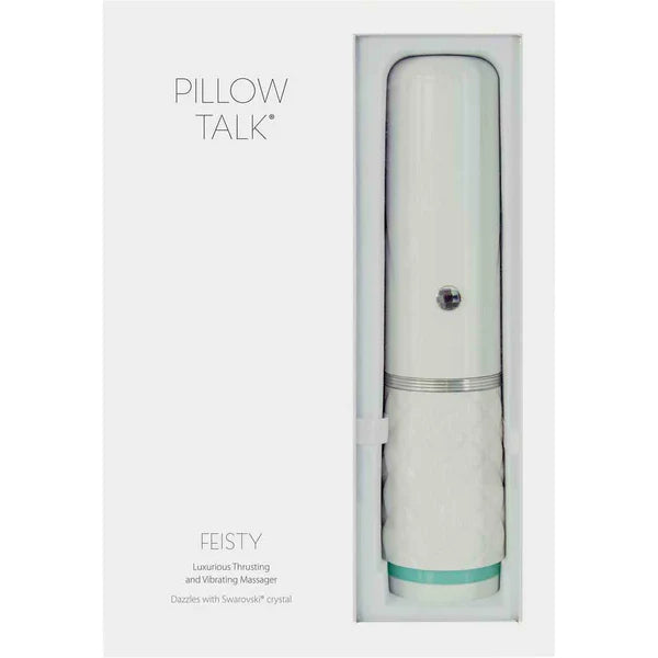 Pillow Talk Feisty Thrusting Vibrator, Teal, Product Box, Front View