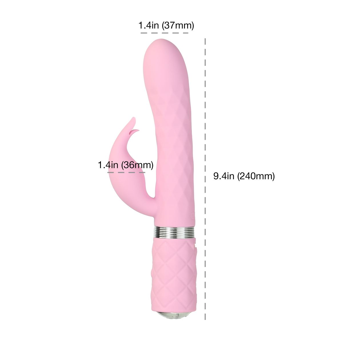 Pillow Talk Lively Rabbit Vibrator, Pink, Product Measurements