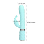 Pillow Talk Lively Rabbit Vibrator, Teal, Product Measurements