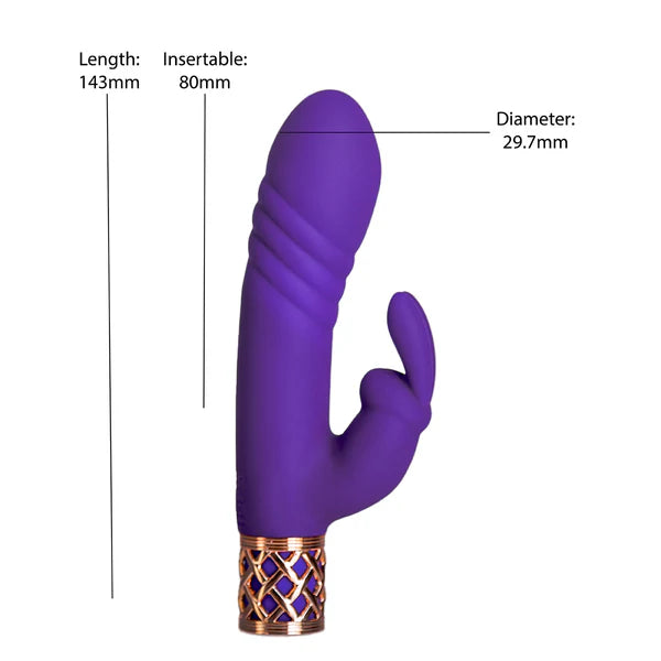 Pillow Talk Secrets Sensual Luxurious Thrusting Rabbit Vibrator, Purple, Rabbit Vibrator Measurements