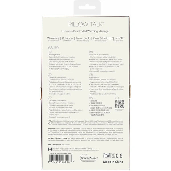 Pillow Talk Sultry Dual Ended Warming Massager