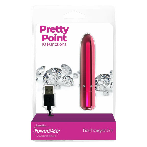 PowerBullet Pretty Point Vibrator, Pink, Product Package, Front